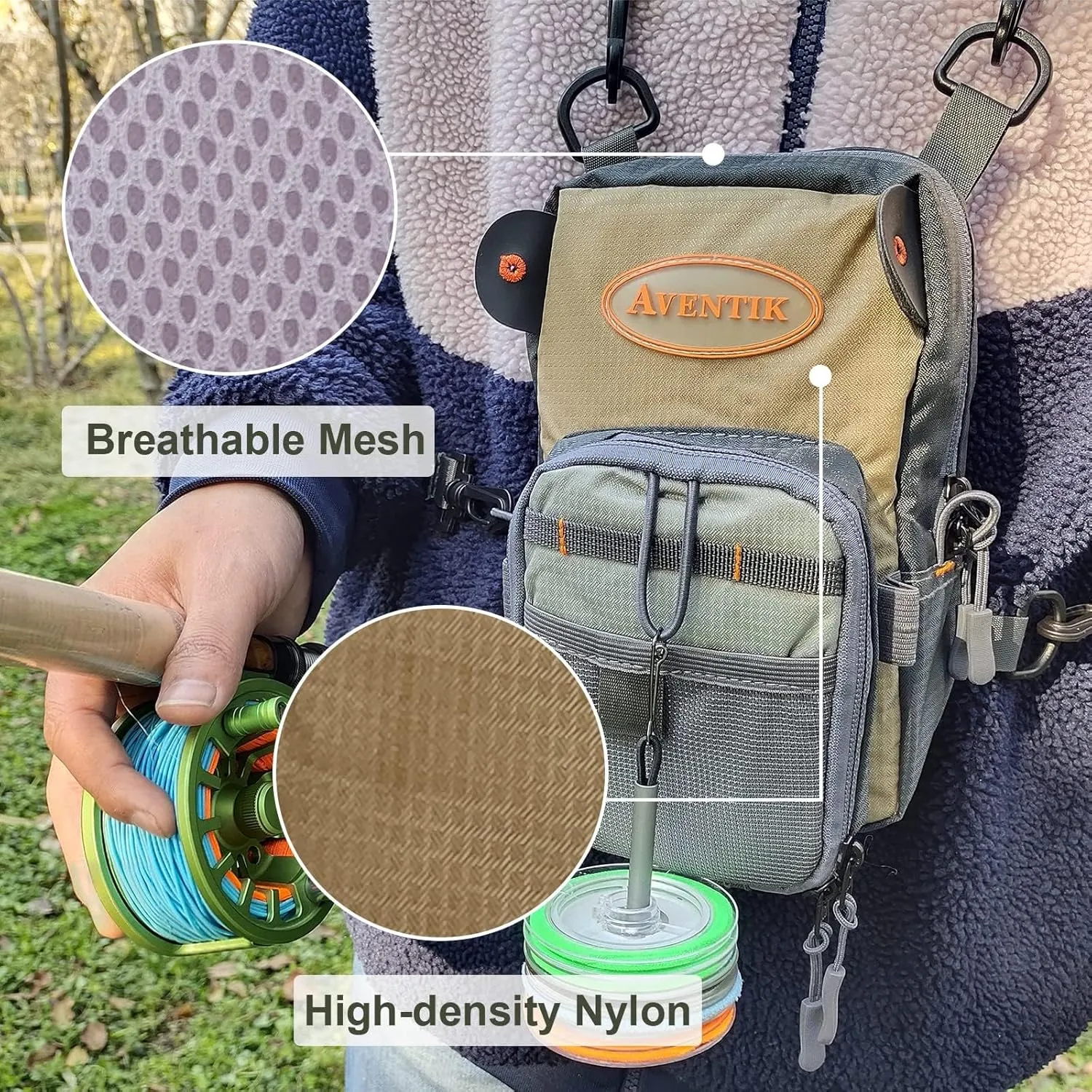 Aventik Fly Fishing Chest Bag Ultra Light Multiple Pockets Chest Pack with Vest Pack (Chest Bag A)