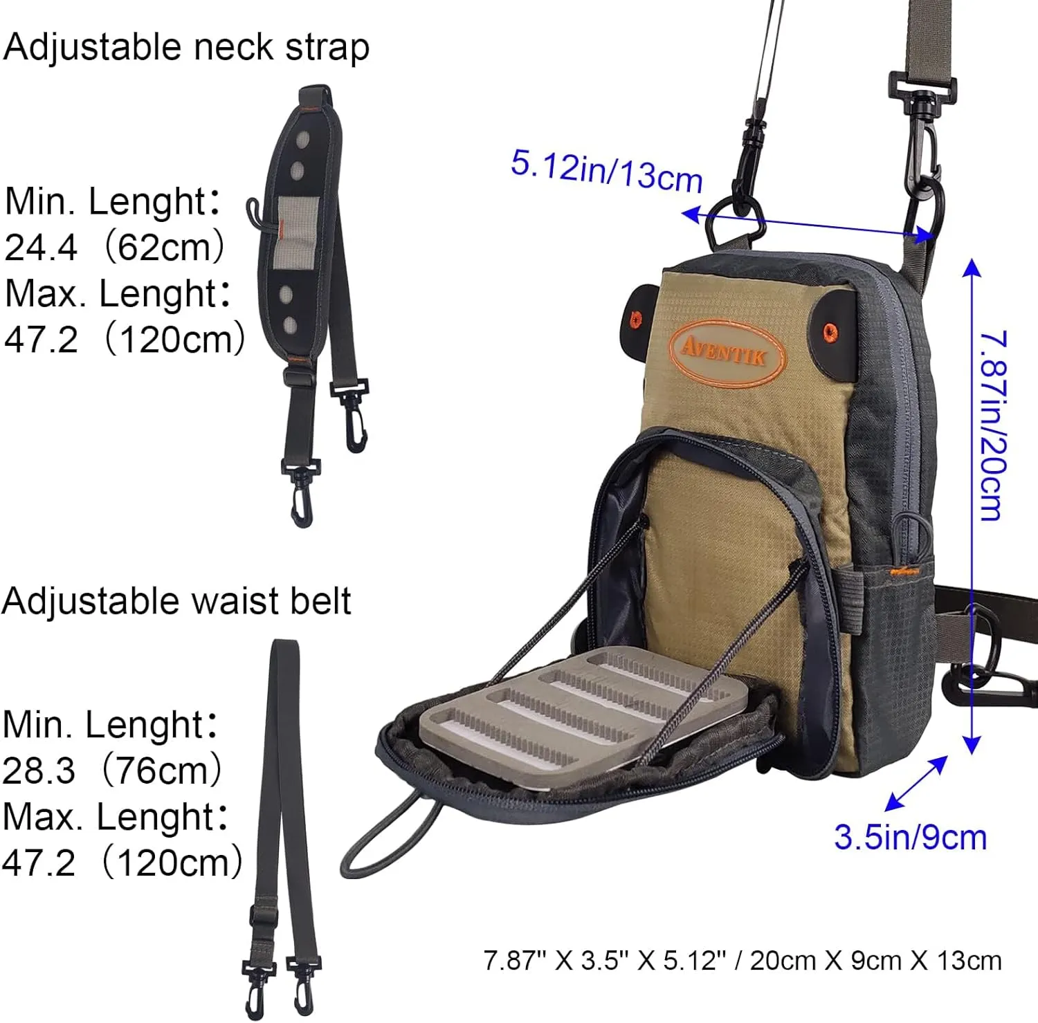 Aventik Fly Fishing Chest Bag Ultra Light Multiple Pockets Chest Pack with Vest Pack (Chest Bag A)