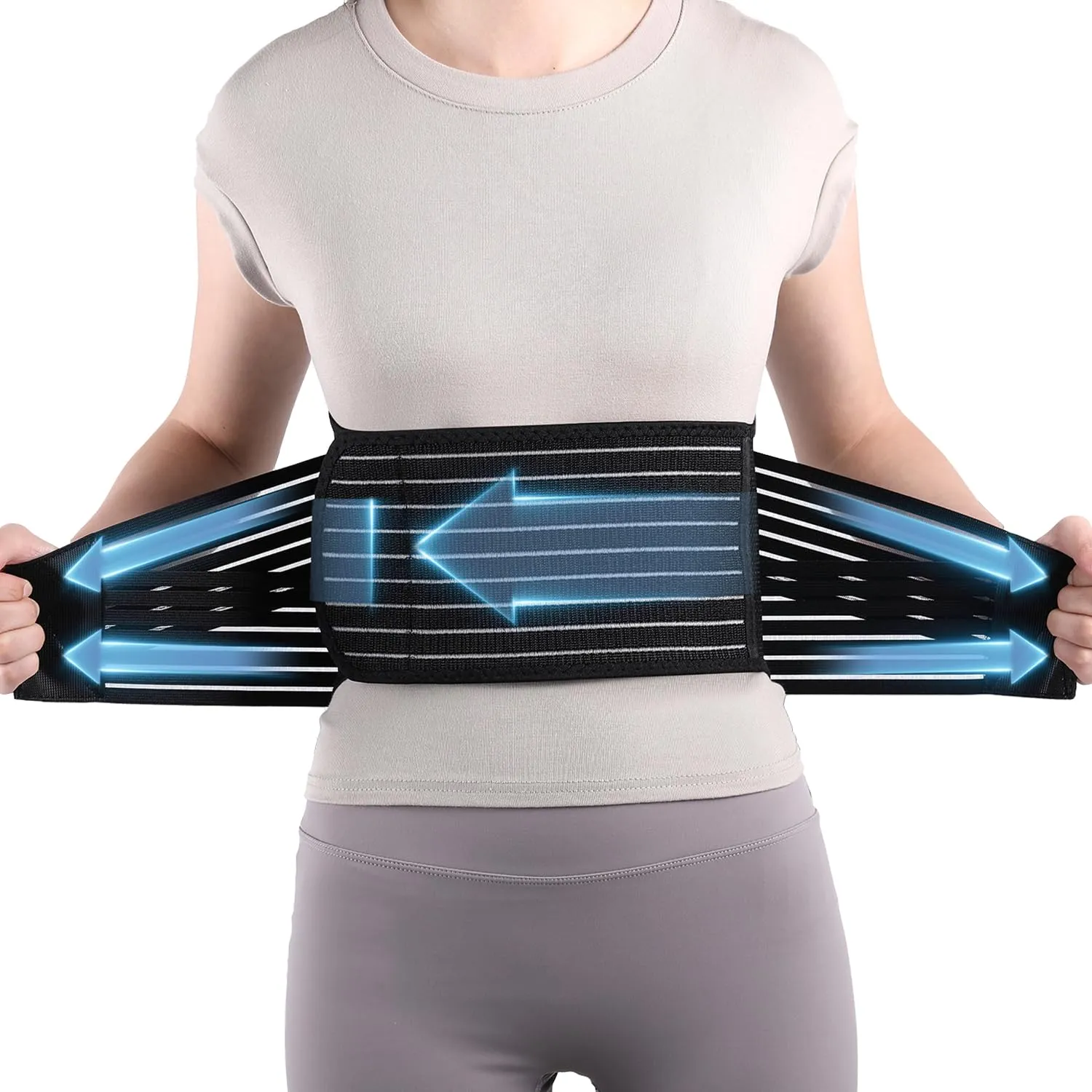 Back Support Brace for Posture with Stretchable Belt.Upgraded High-elastic Straps.Lumbar Back Brace for Lower Back Pain Relief with Breathable Mesh.Sitting,Lifting,Walking,L