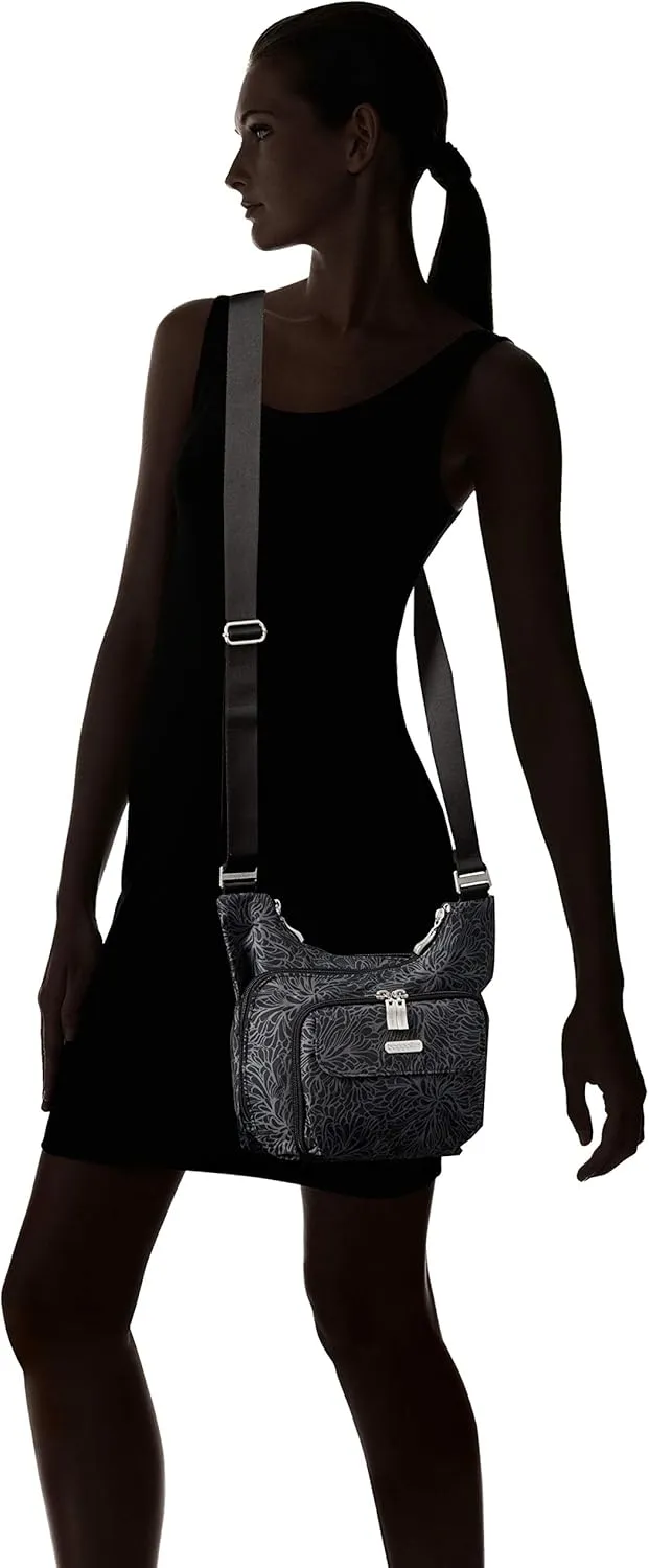 Baggallini Criss Cross 10x11 Crossbody Women Lightweight Water-Resistant Nylon Travel Bag W/RFID & Quick Access Pockets
