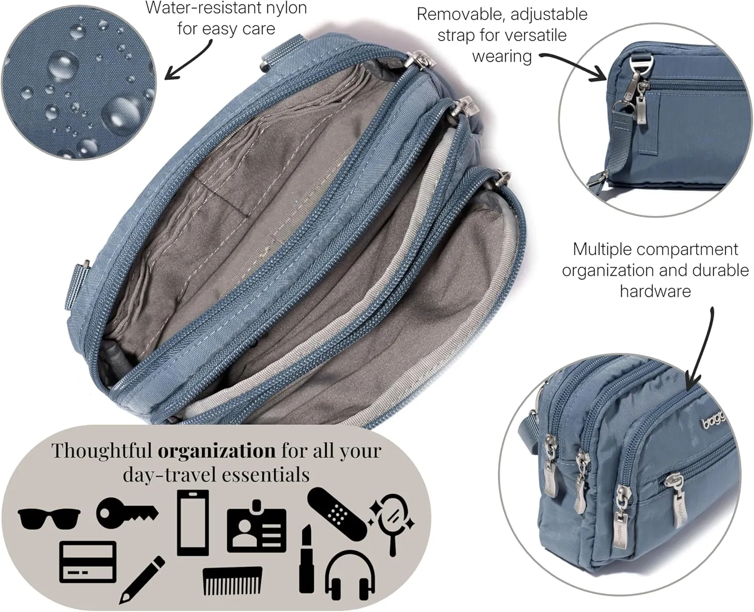 Baggallini Triple Zip Bagg