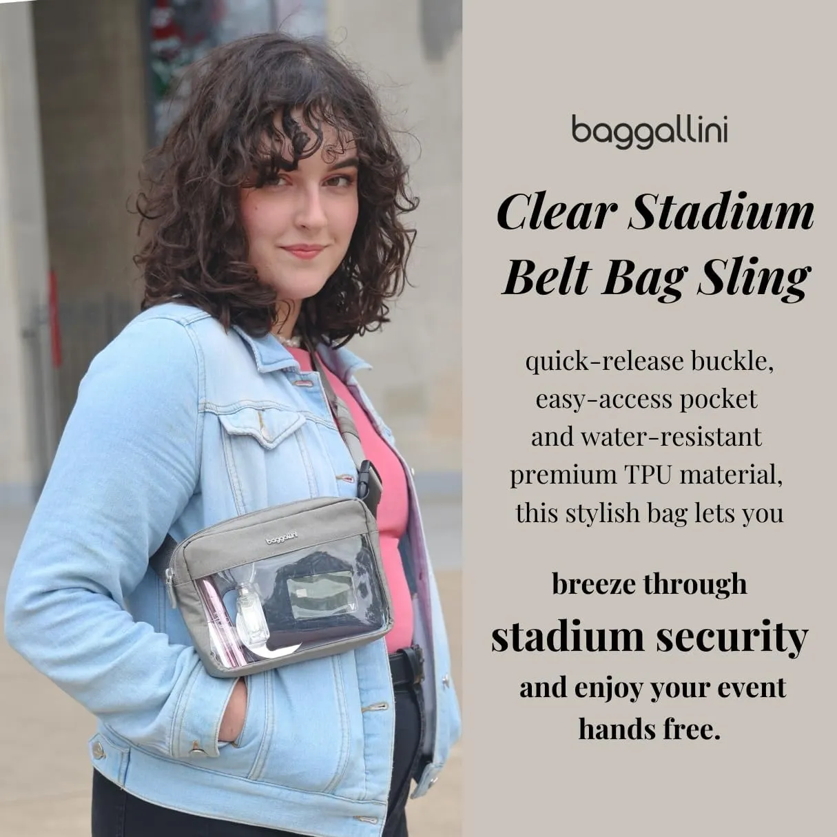 Baggallini Women's Clear Stadium Belt Bag Fanny Pack