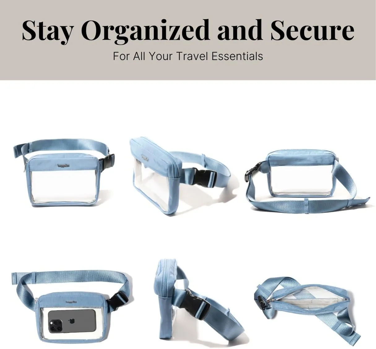 Baggallini Women's Clear Stadium Belt Bag Fanny Pack