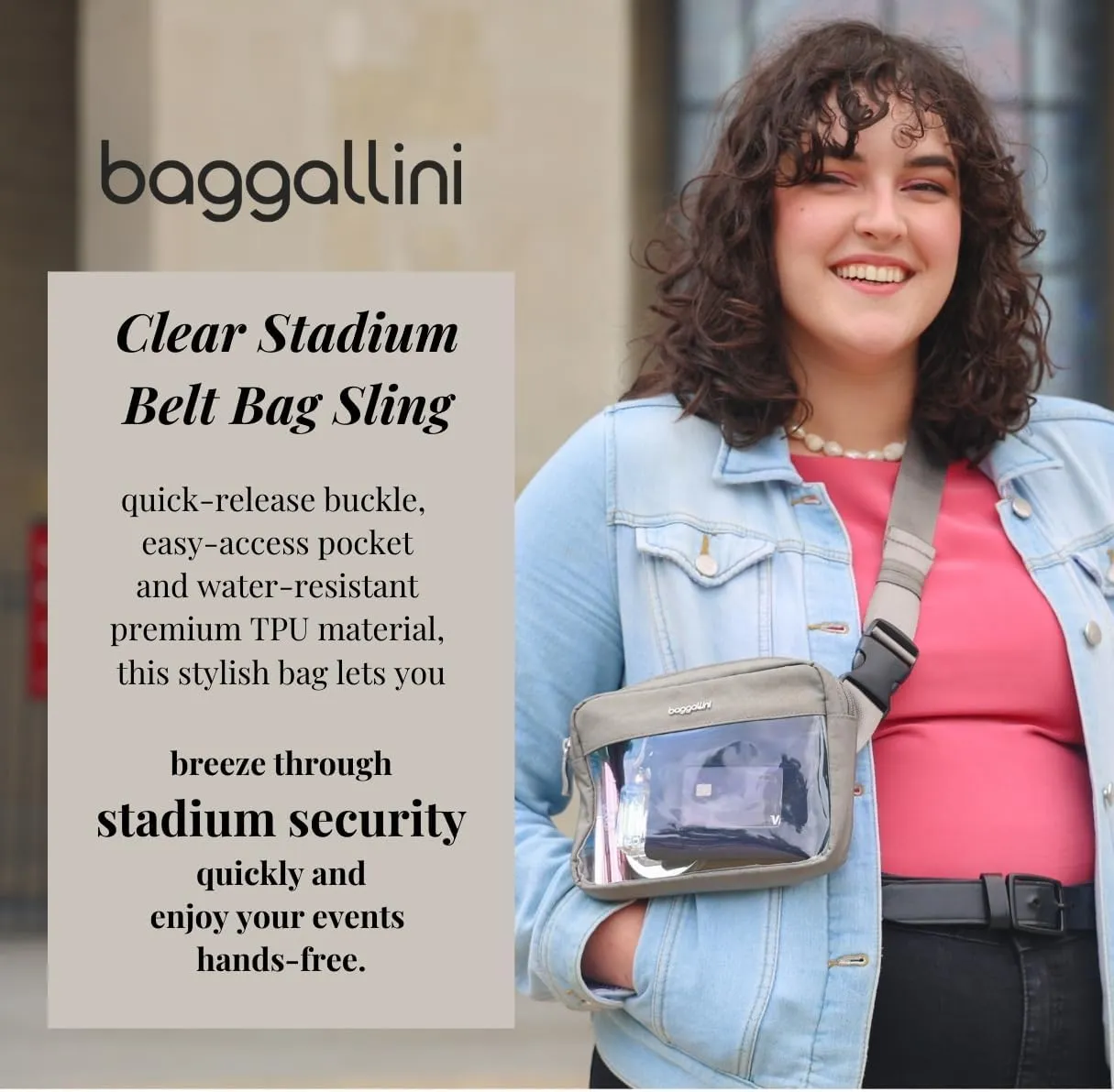 Baggallini Women's Clear Stadium Belt Bag Fanny Pack