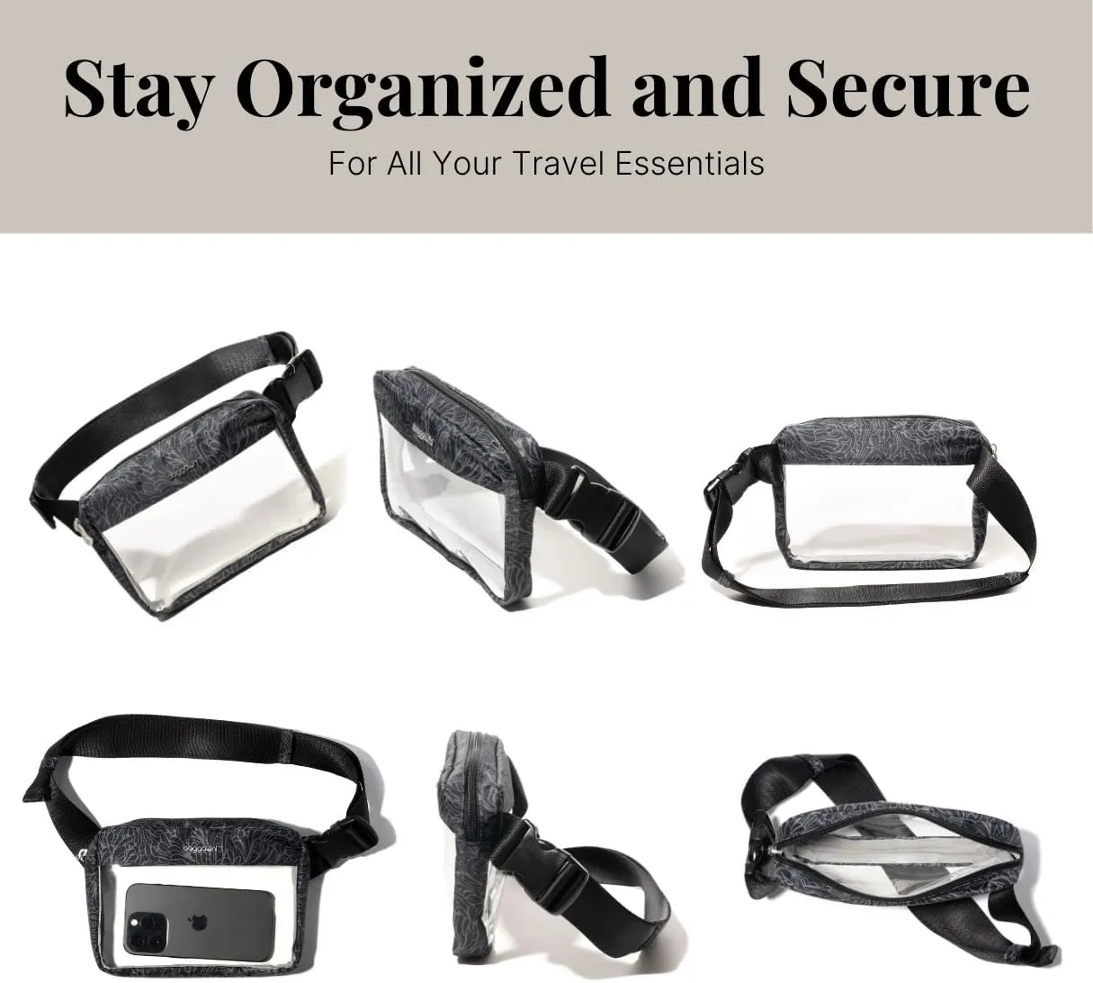 Baggallini Women's Clear Stadium Belt Bag Fanny Pack