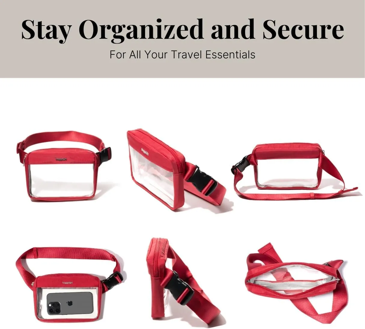 Baggallini Women's Clear Stadium Belt Bag Fanny Pack