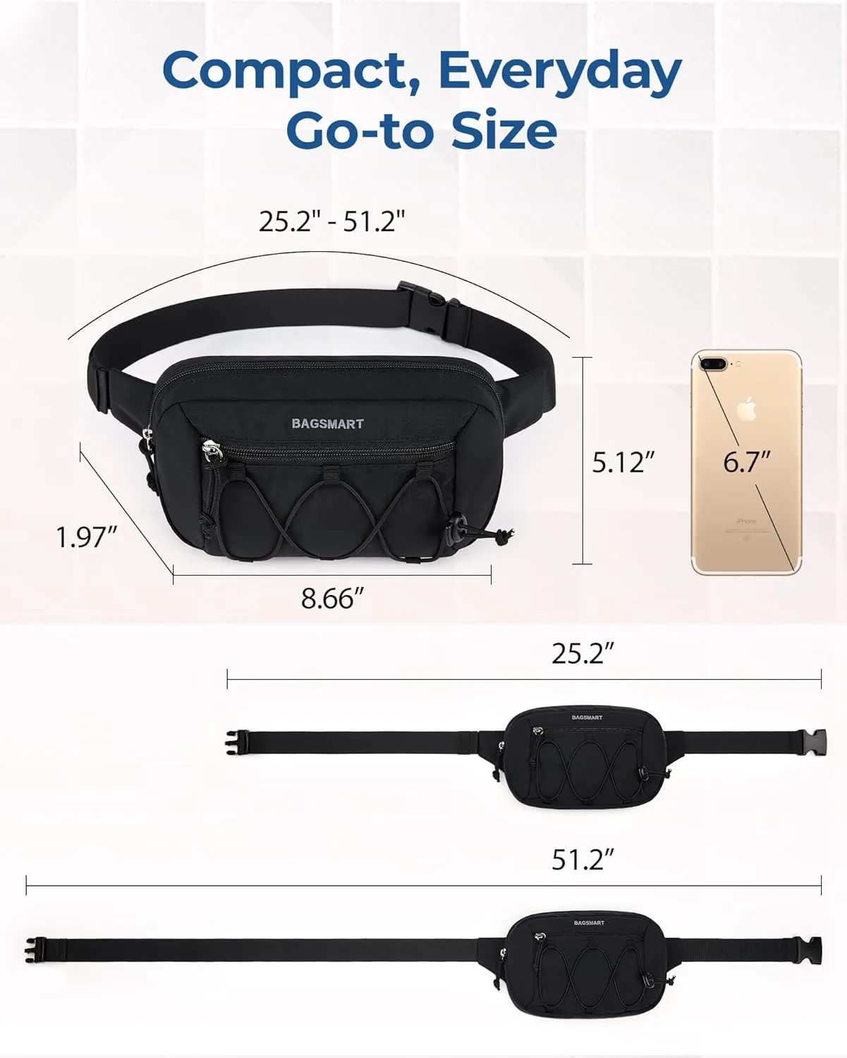 BAGSMART Fanny Packs for Women Small Belt Bag with Adjustable Strap Waist Pack for Running Workout Traveling Hiking, Light Pink