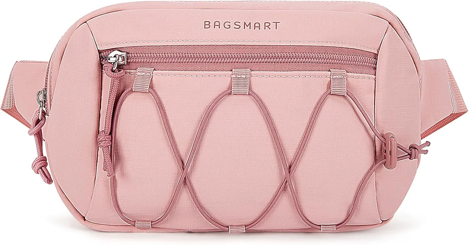 BAGSMART Fanny Packs for Women Small Belt Bag with Adjustable Strap Waist Pack for Running Workout Traveling Hiking, Light Pink