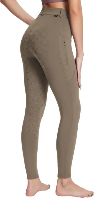 baleaf Women's Winter Riding Pants Full Seat Breeches Fleece Horse Equestrian Tights Horseback Leggings Pockets