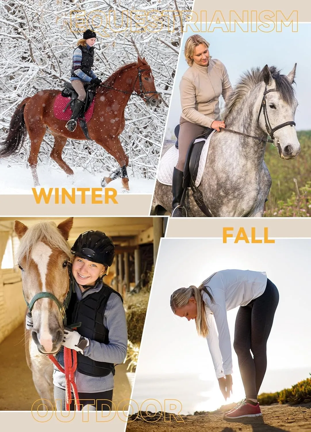 baleaf Women's Winter Riding Pants Full Seat Breeches Fleece Horse Equestrian Tights Horseback Leggings Pockets