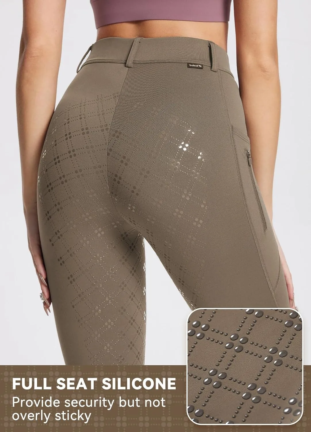 baleaf Women's Winter Riding Pants Full Seat Breeches Fleece Horse Equestrian Tights Horseback Leggings Pockets