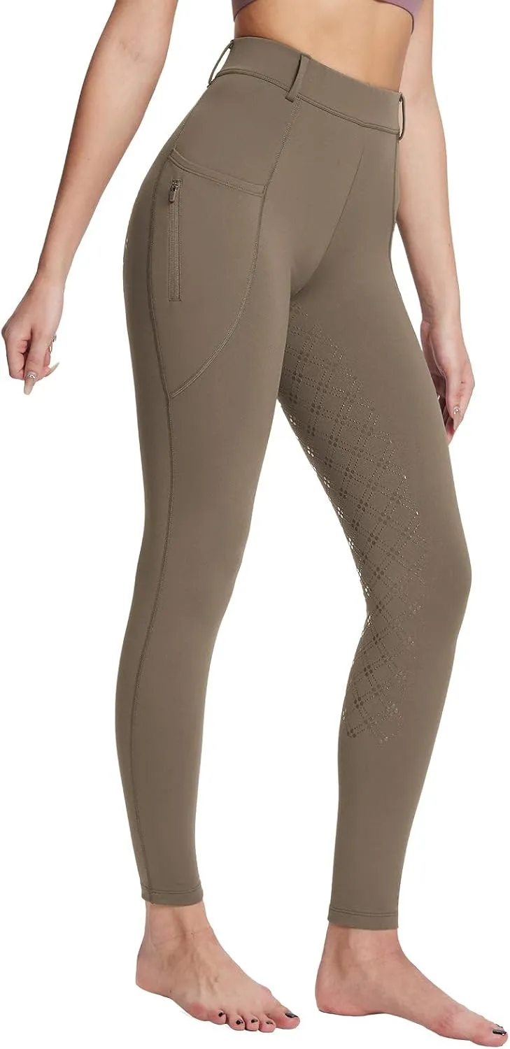 baleaf Women's Winter Riding Pants Full Seat Breeches Fleece Horse Equestrian Tights Horseback Leggings Pockets