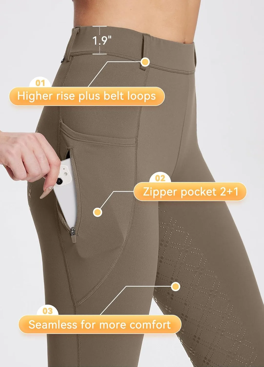 baleaf Women's Winter Riding Pants Full Seat Breeches Fleece Horse Equestrian Tights Horseback Leggings Pockets