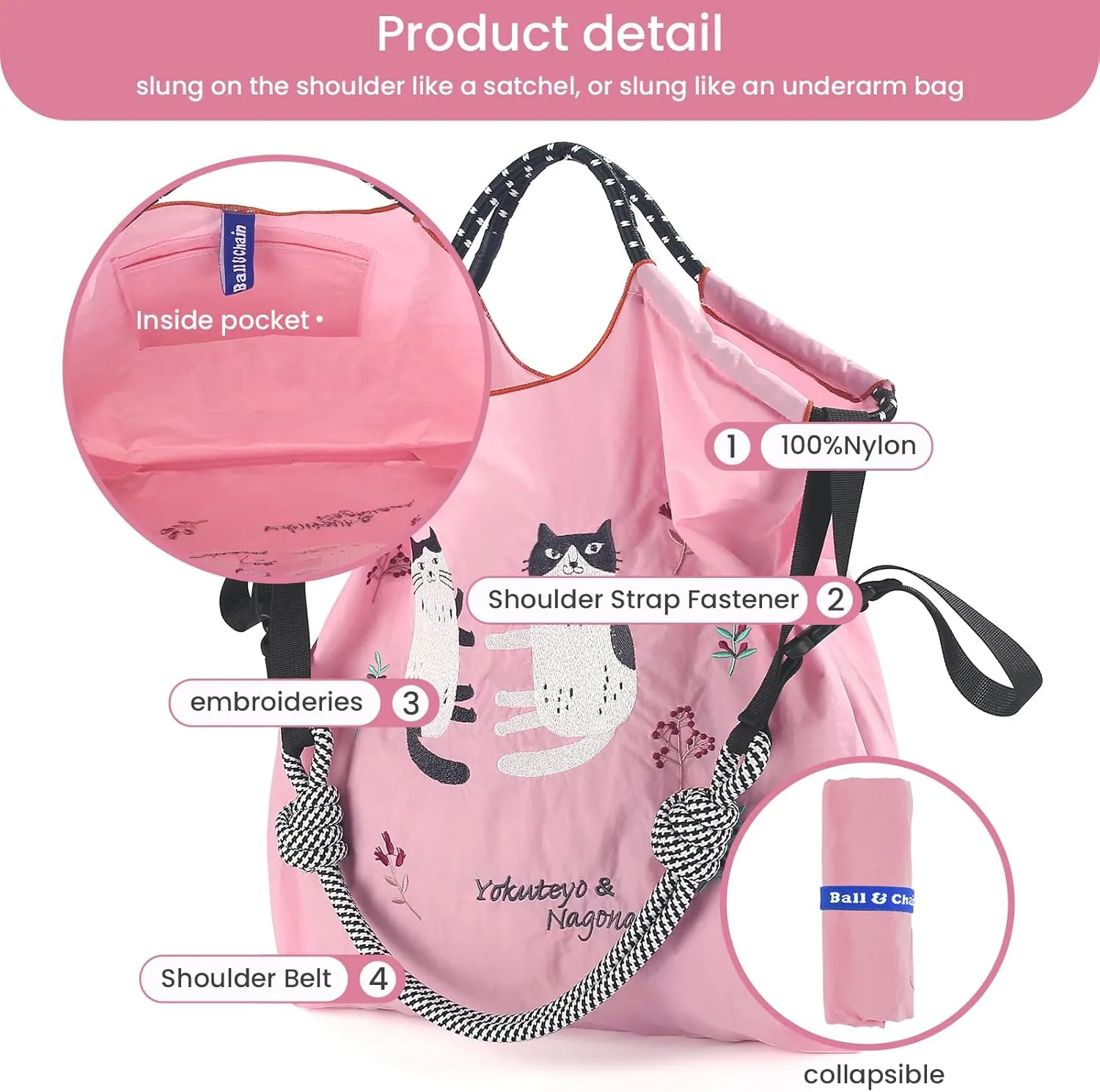 Ball&Chain Tote Bag for Women, Tote Shoulder Bag Beach Bag Shopping Bags Handbag for Travel, Work