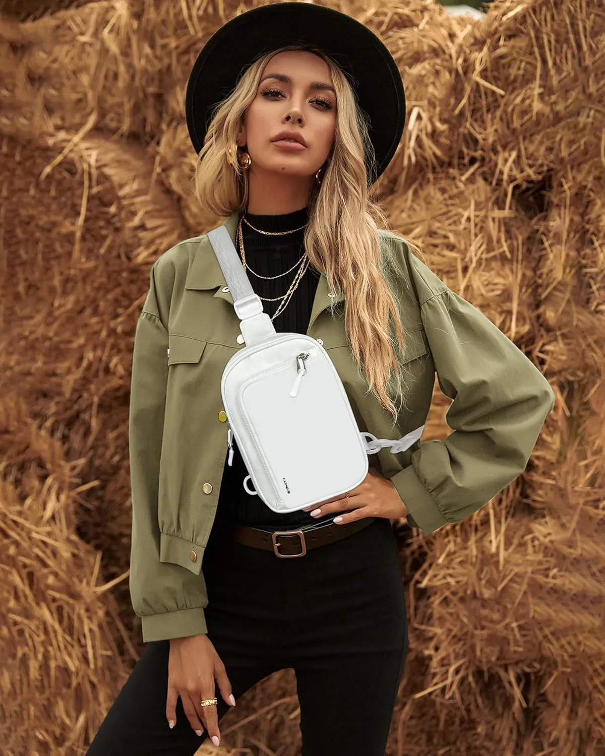 BAPHITY Small Sling Bag for Women and Men, Crossbody Bag Trendy, Fanny Packs Purses Chest Bag Small Backpack for Travel - White