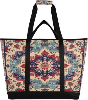 Baroque Style Flowers Reusable Insulated Lunchbox Cooler Bag, Leakproof Kitchen Grocery Bag Collapsible Portable Cooler Tote Bag for Picnic, Camping, Office, Travel