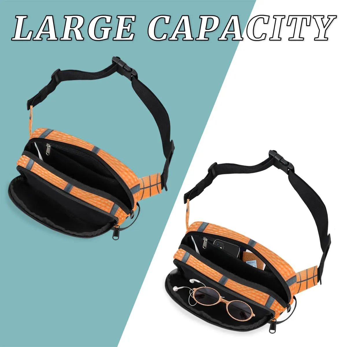 Basketball Fanny Pack for Men Women Basketball Print Crossbody Waist Bag with Adjustable Strap, Waterproof Belt Bag for Travel Walking Running Hiking Cycling Outdoors Workout