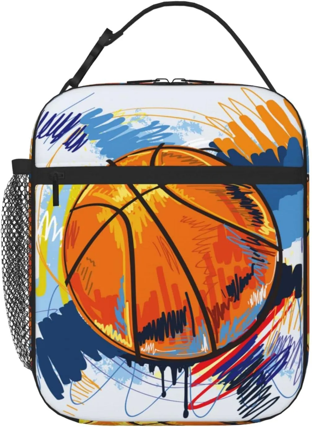 Basketball Lunch Box Insulated Lunch Bag Box kids Girls Boys, Reusable Small Bento Lunch Box Containers for kids Women Men, Cooler Tote Bag Lunchbox for Work Office School Picnic Travel