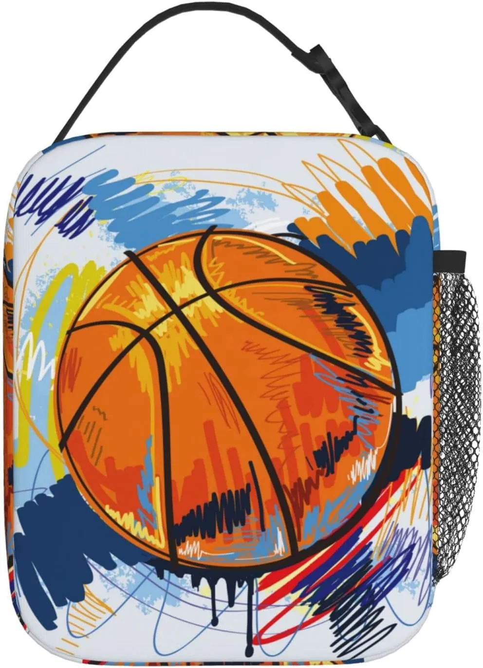 Basketball Lunch Box Insulated Lunch Bag Box kids Girls Boys, Reusable Small Bento Lunch Box Containers for kids Women Men, Cooler Tote Bag Lunchbox for Work Office School Picnic Travel