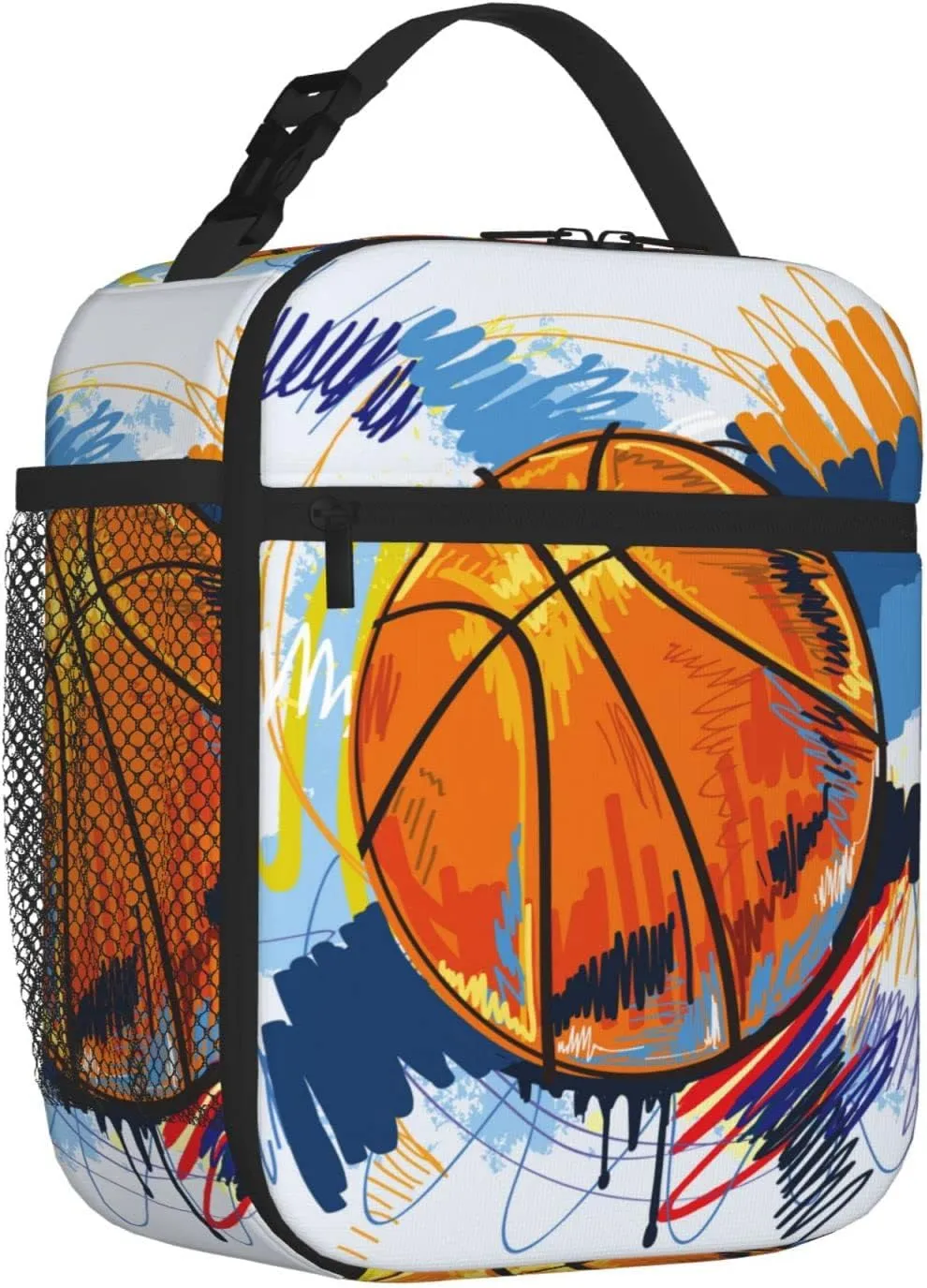 Basketball Lunch Box Insulated Lunch Bag Box kids Girls Boys, Reusable Small Bento Lunch Box Containers for kids Women Men, Cooler Tote Bag Lunchbox for Work Office School Picnic Travel