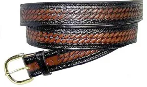 BASKETWEAVE CASUAL DESIGN BASKET WEAVE Braided Unisex Jeans Handmade Leather Belt 1 1/2" Wide w Buckle Made in Usa