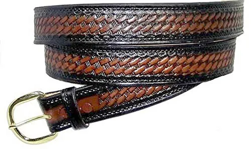 BASKETWEAVE CASUAL DESIGN BASKET WEAVE Braided Unisex Jeans Handmade Leather Belt 1 1/2" Wide w Buckle Made in Usa