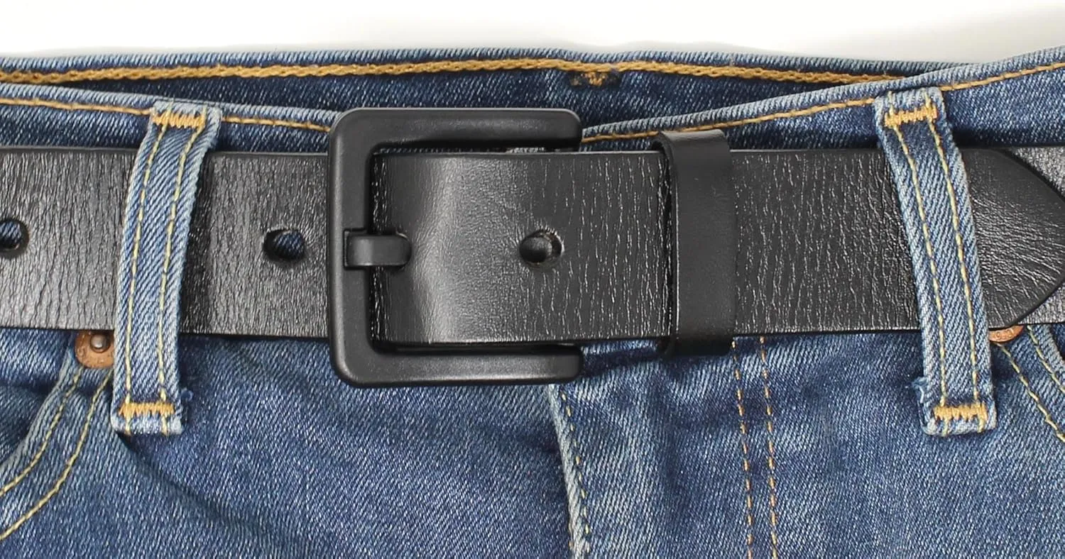 BC Belts Men's Metal Free Full Grain Leather Belt - Hypoallergenic No Nickel and TSA Approved