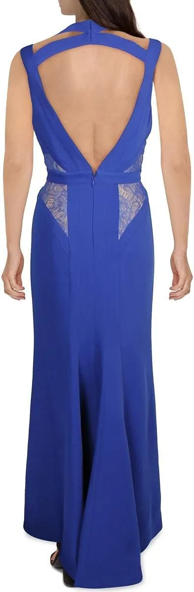 BCBGMax Azria Women's Reese Sleeveless Woven Gown with Lace Inserts