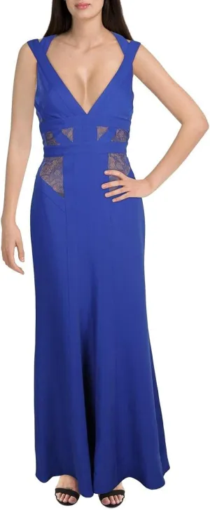 BCBGMax Azria Women's Reese Sleeveless Woven Gown with Lace Inserts