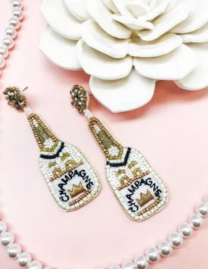 Beaded Champagne Bottle Earrings