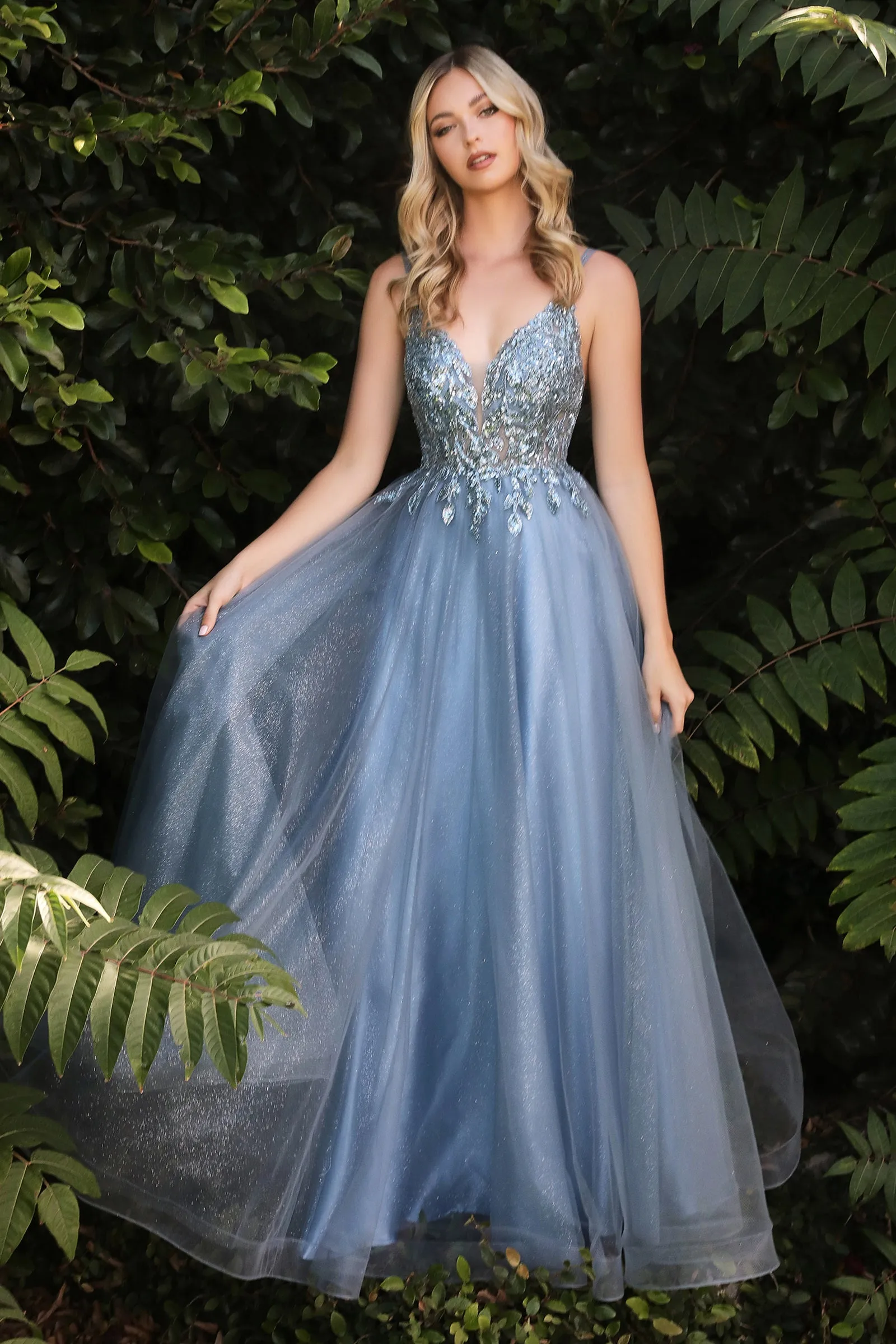 Beaded Shimmer Tulle Gown
