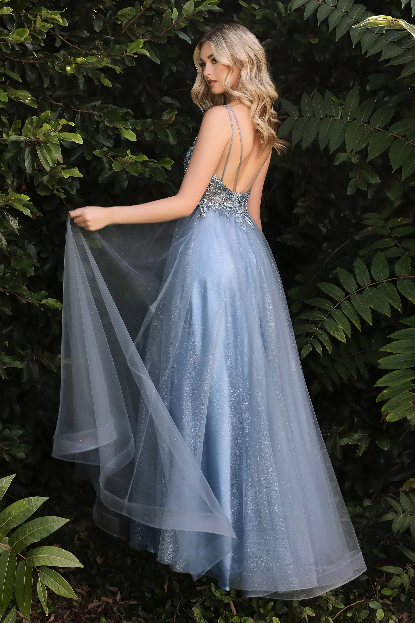 Beaded Shimmer Tulle Gown
