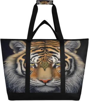 Beautiful Tiger Reusable Insulated Lunchbox Cooler Bag, Leakproof Kitchen Grocery Bag Collapsible Portable Cooler Tote Bag for Picnic, Camping, Office, Travel