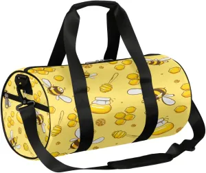 Bee Honey Duffel Bag With Detachable Shoulder Strap Sports Gym Bag Student Sports Bag 17.6 * 9 * 9In for Girl Travelling, Sports, Fitness, Yoga, Camping