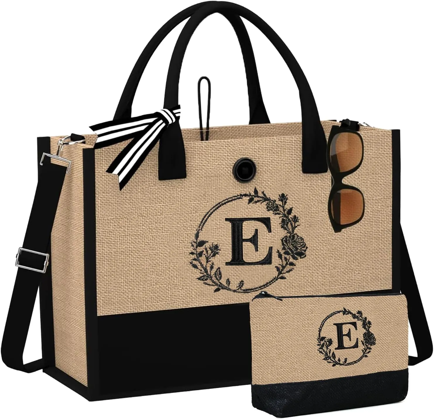 BeeGreen Personlized Birthday Gifts Jute Bag with Makeup Bag for Women