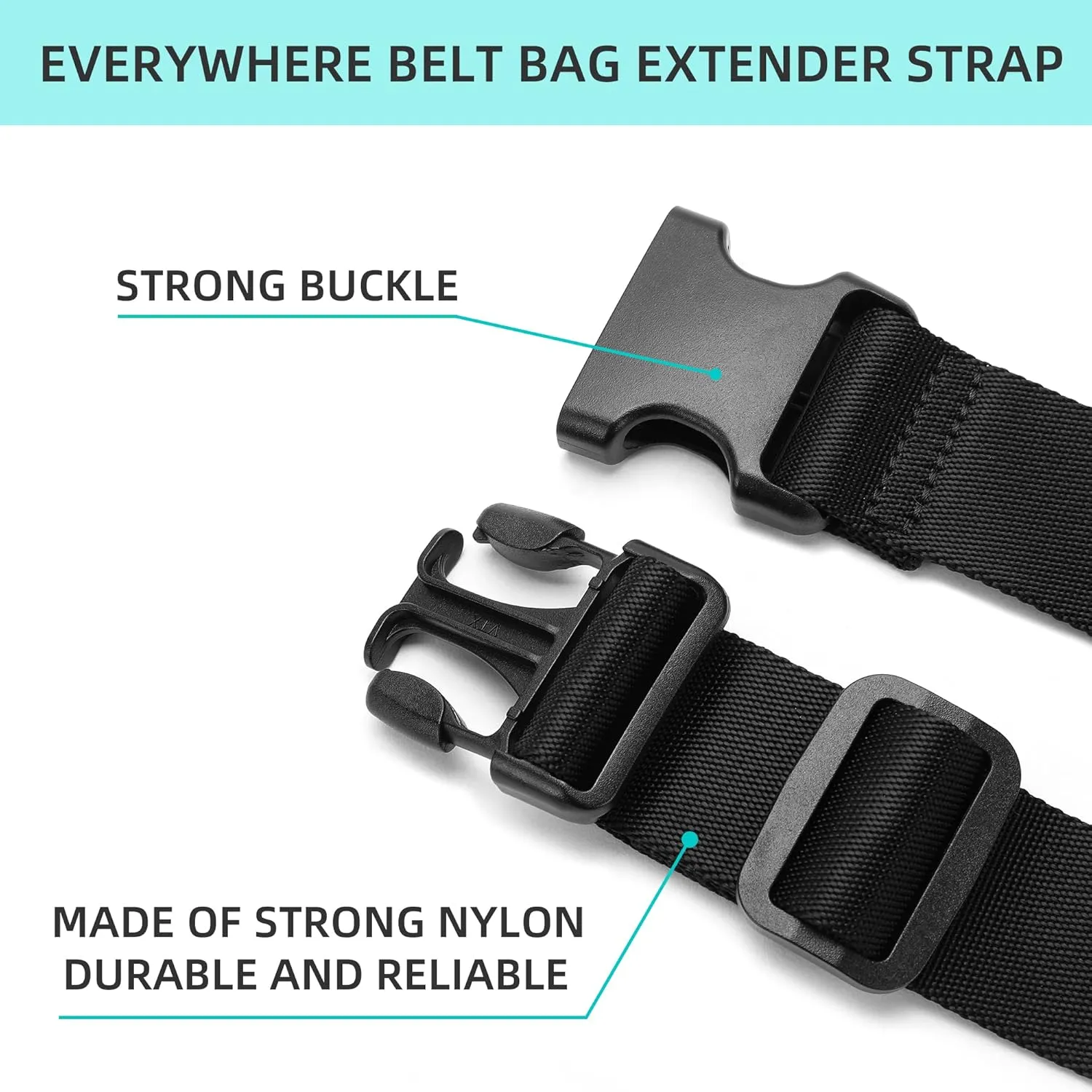 Belt Bag Fanny Pack Extender Adjustable Elastic Strap, Belt Extender for Waist Bum Bag Compatible with Everywhere Belt Bag Black