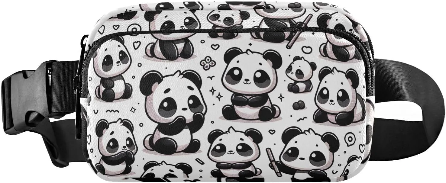 Belt Bags Adorable Panda Doodles Belt Bag with Adjustable Strap Small Crossbody Bag for Women Travel