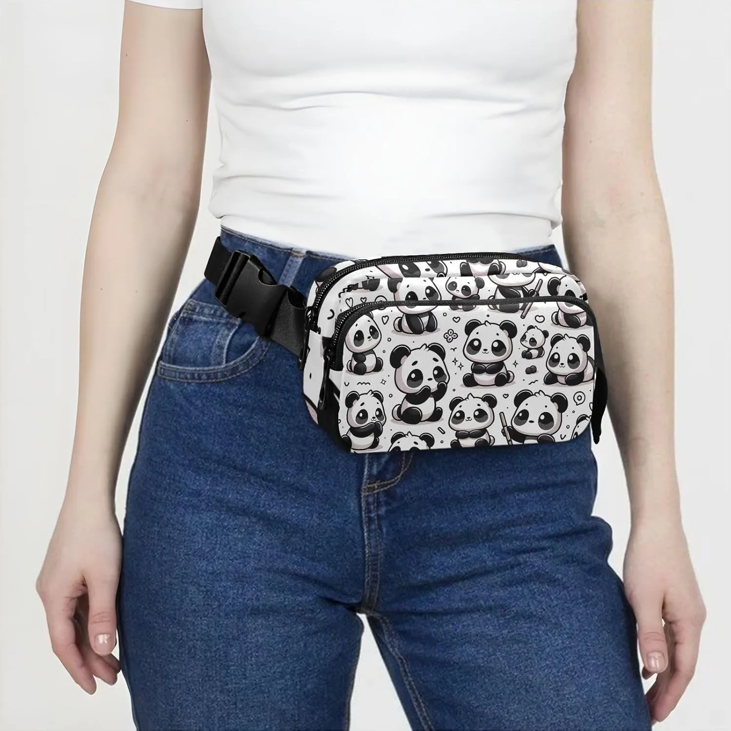 Belt Bags Adorable Panda Doodles Belt Bag with Adjustable Strap Small Crossbody Bag for Women Travel