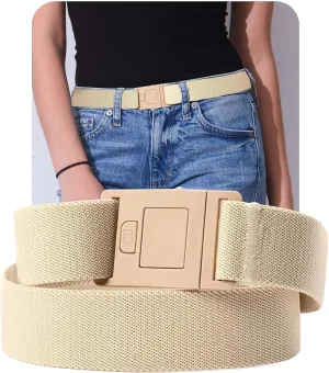 BELTAWAY Easily Adjustable Elastic Flat Buckle No Show Belts for Women – Stretch No Bulge jeans pants