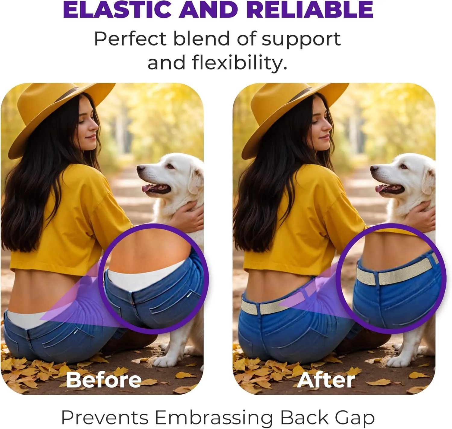 BELTAWAY Easily Adjustable Elastic Flat Buckle No Show Belts for Women – Stretch No Bulge jeans pants