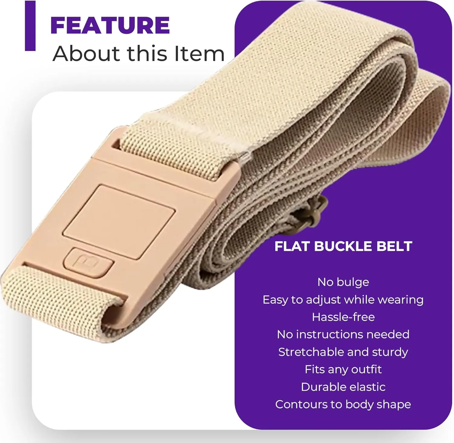 BELTAWAY Easily Adjustable Elastic Flat Buckle No Show Belts for Women – Stretch No Bulge jeans pants