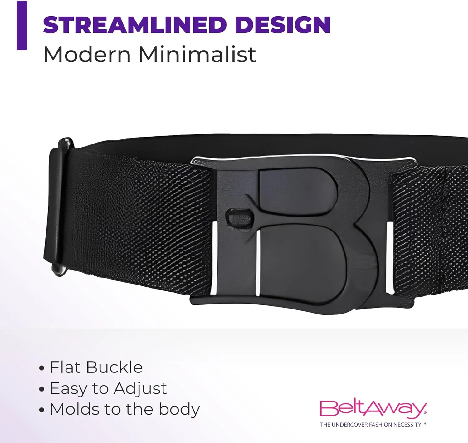 BELTAWAY Easily Adjustable No Show Women Stretch Belt Invisible Elastic Belt with Flat Buckle for Jeans Pants Dresses