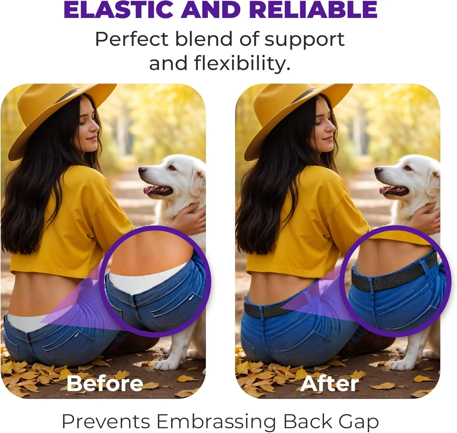 BELTAWAY Easily Adjustable No Show Women Stretch Belt Invisible Elastic Belt with Flat Buckle for Jeans Pants Dresses