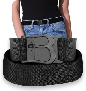 BELTAWAY Easily Adjustable No Show Women Stretch Belt Invisible Elastic Belt with Flat Buckle for Jeans Pants Dresses