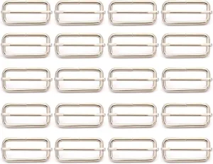 BIKICOCO Metal Slide Adjuster Buckle Tri-Glides with Movable Center Bar, for Straps, 1.5 x 0.6 Inch
