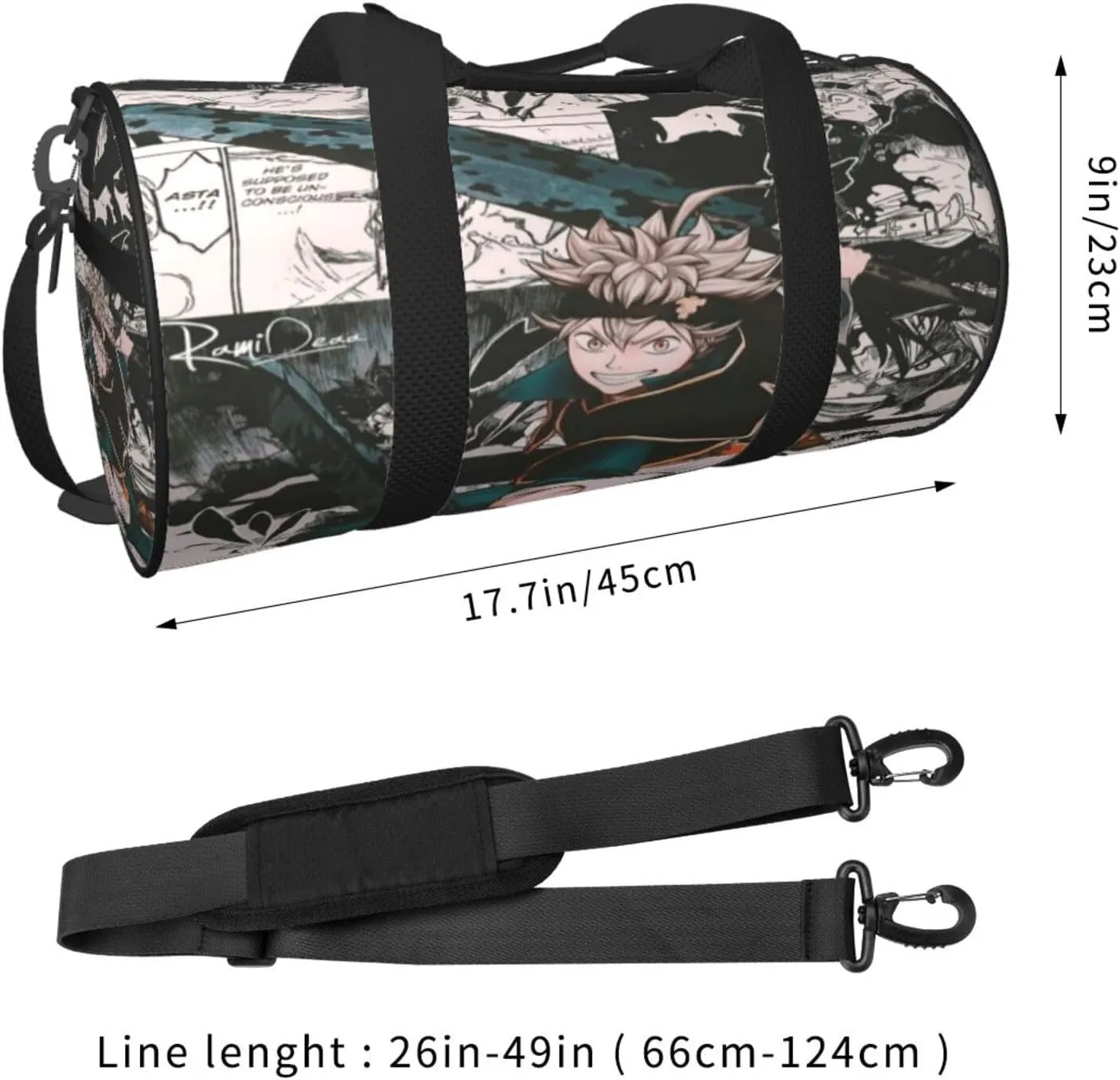 Bl-ack Clover Travel Bag for Men Women Duffel Roundlarge Capacity Sport Gym Bag