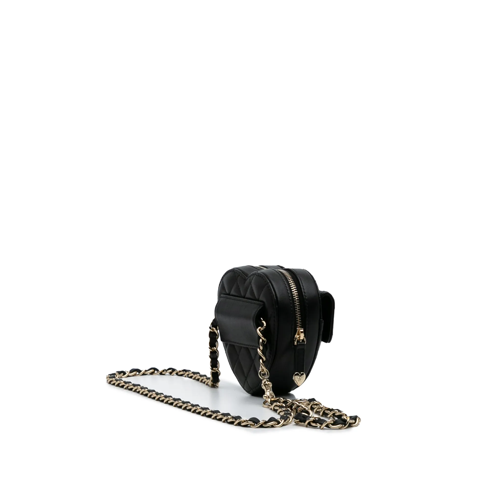 Black Chanel Mini Lambskin CC in Love Heart Belt Bag