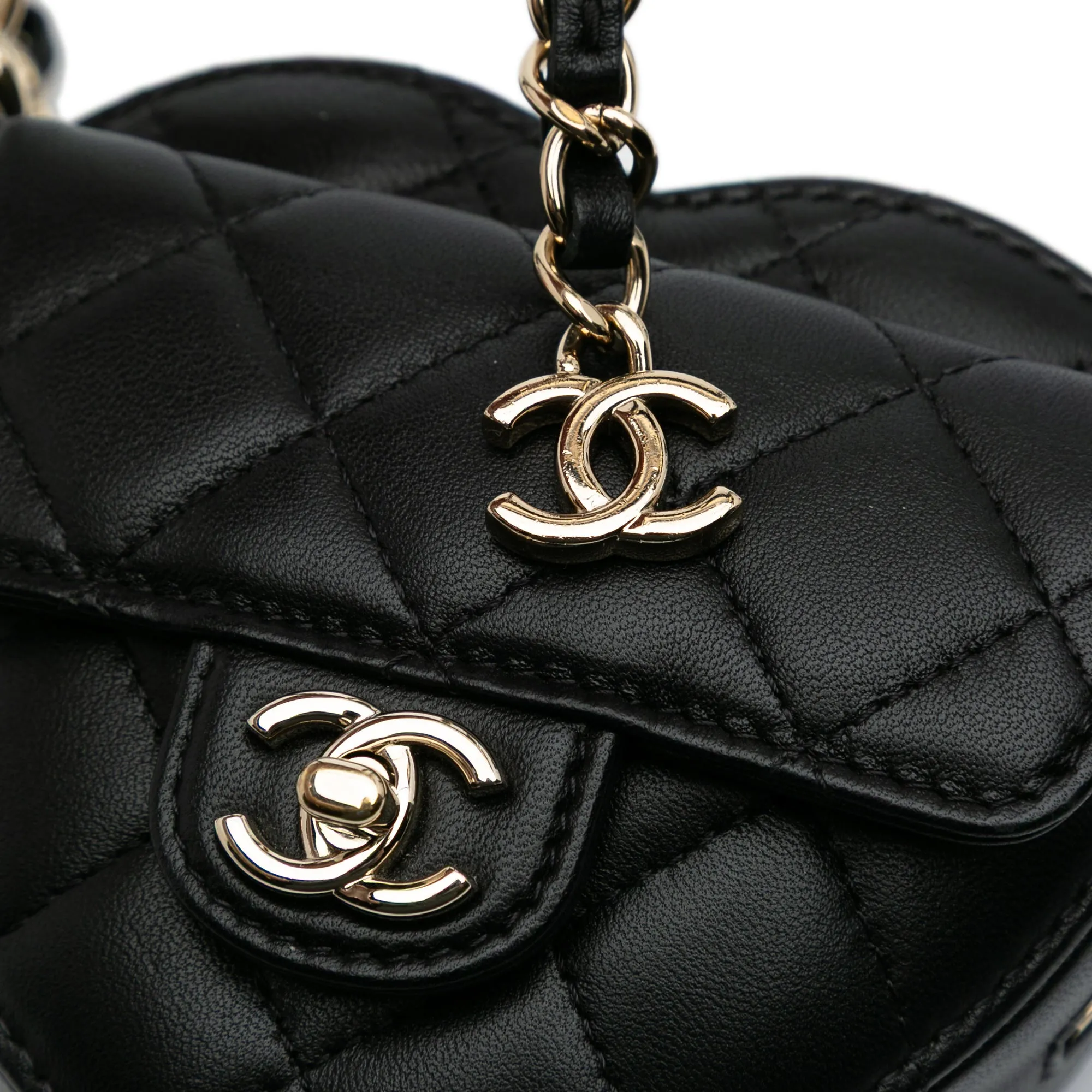 Black Chanel Mini Lambskin CC in Love Heart Belt Bag