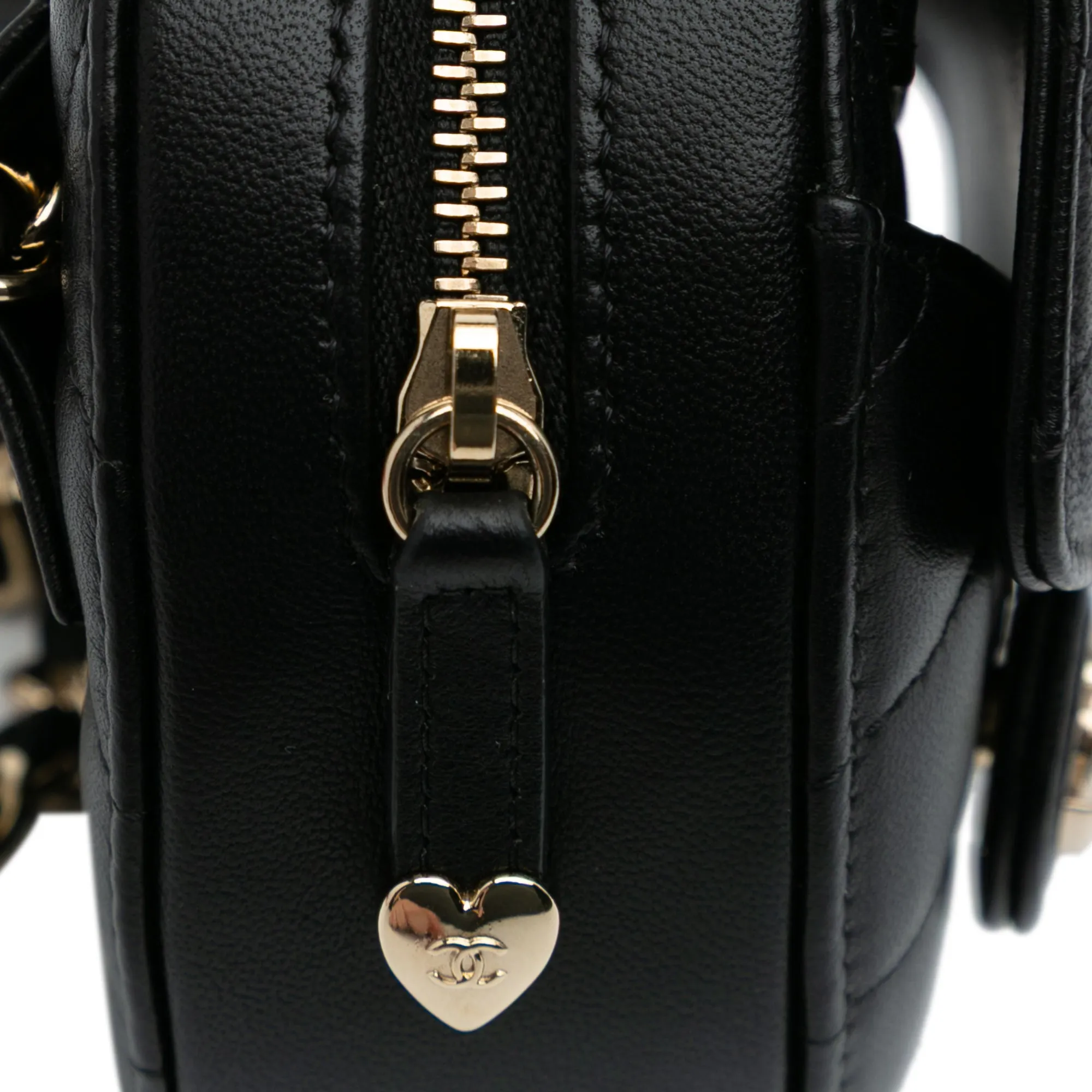 Black Chanel Mini Lambskin CC in Love Heart Belt Bag