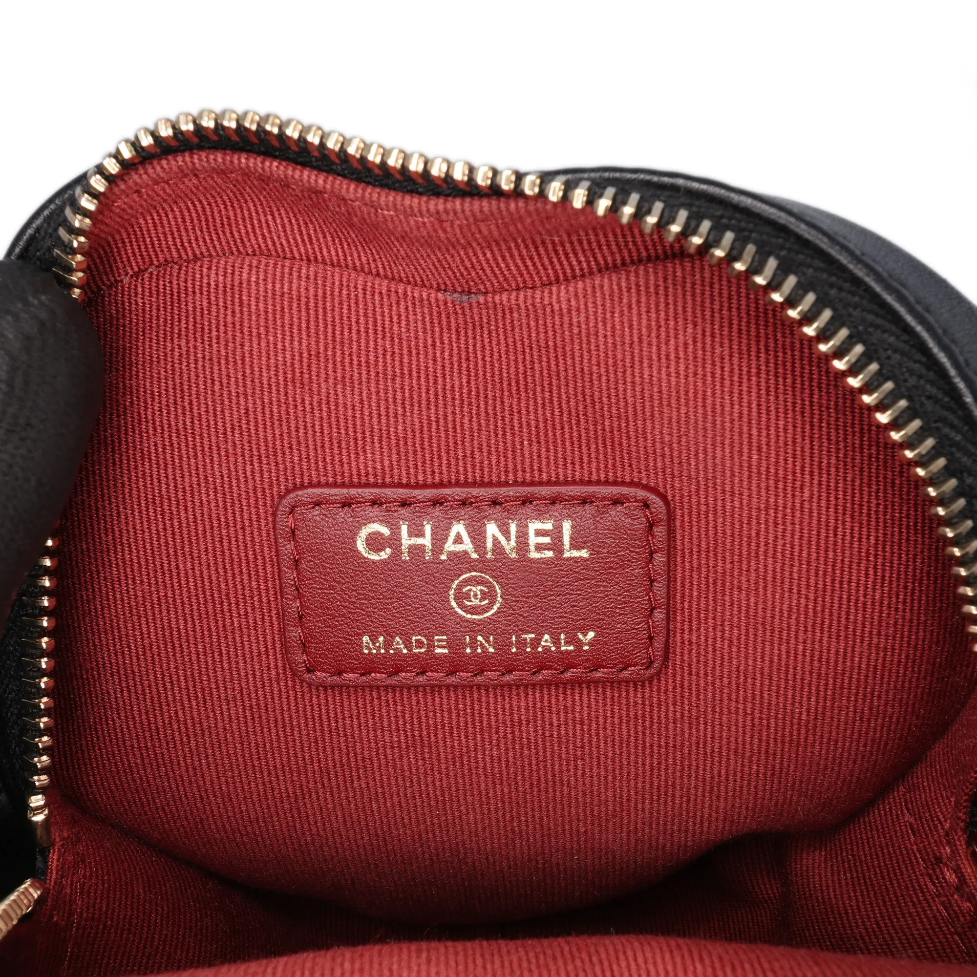 Black Chanel Mini Lambskin CC in Love Heart Belt Bag